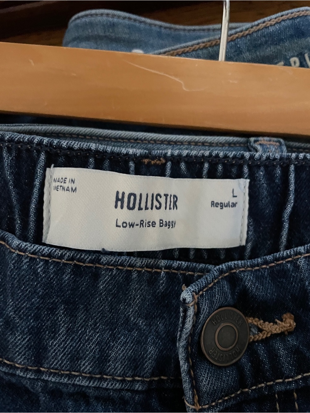 Hollister Low Rise Baggy Dark Blue Wide-Leg Jeans Size L - Picture 6 of 6